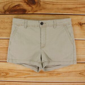 A New Day Shorts Mid Rise Womens Size 4 Brown Stretch Cotton Blend Chino Pockets